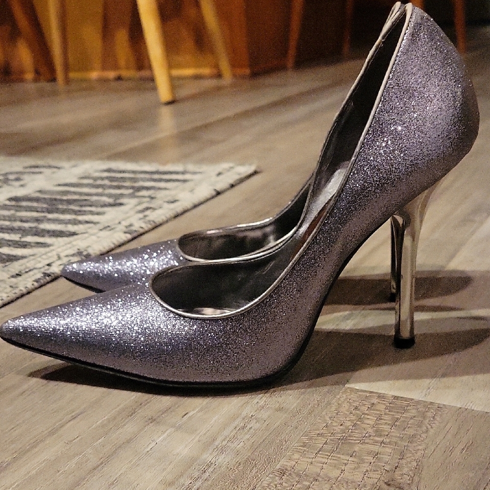 Guess Women's Sparkling Silver Heels - Picture 2 of 5
